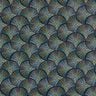 viscose fabric Retro fans – midnight blue/turquoise,  thumbnail number 1