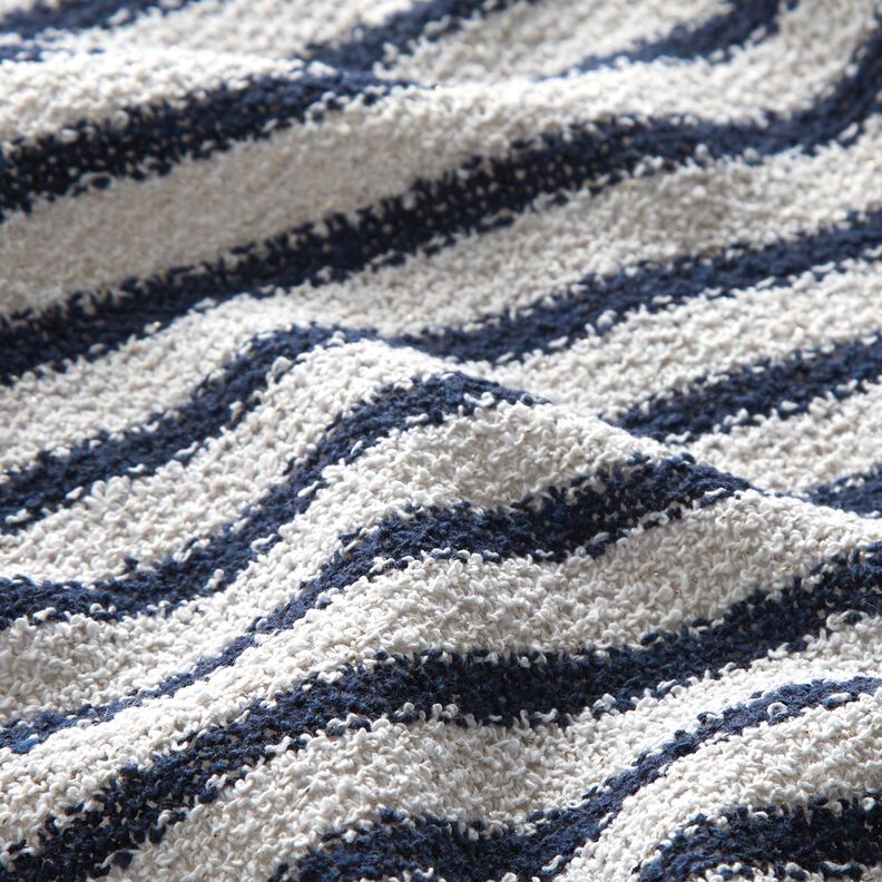 Knitted bouclé stripes and glitter – white/navy blue, image number 2