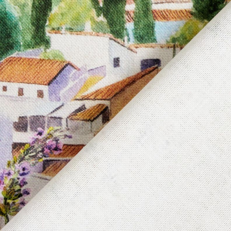 Decor Fabric Half Panama lavender landscape – grass green/lavender,  image number 4