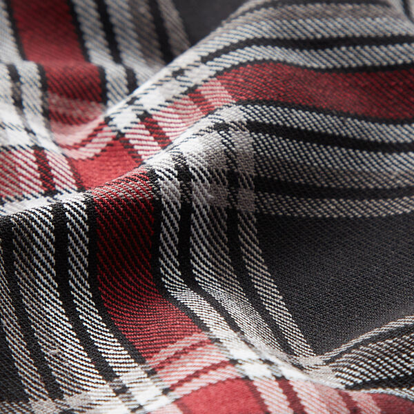 Tartan Cotton Flannel – black/dark red,  image number 2