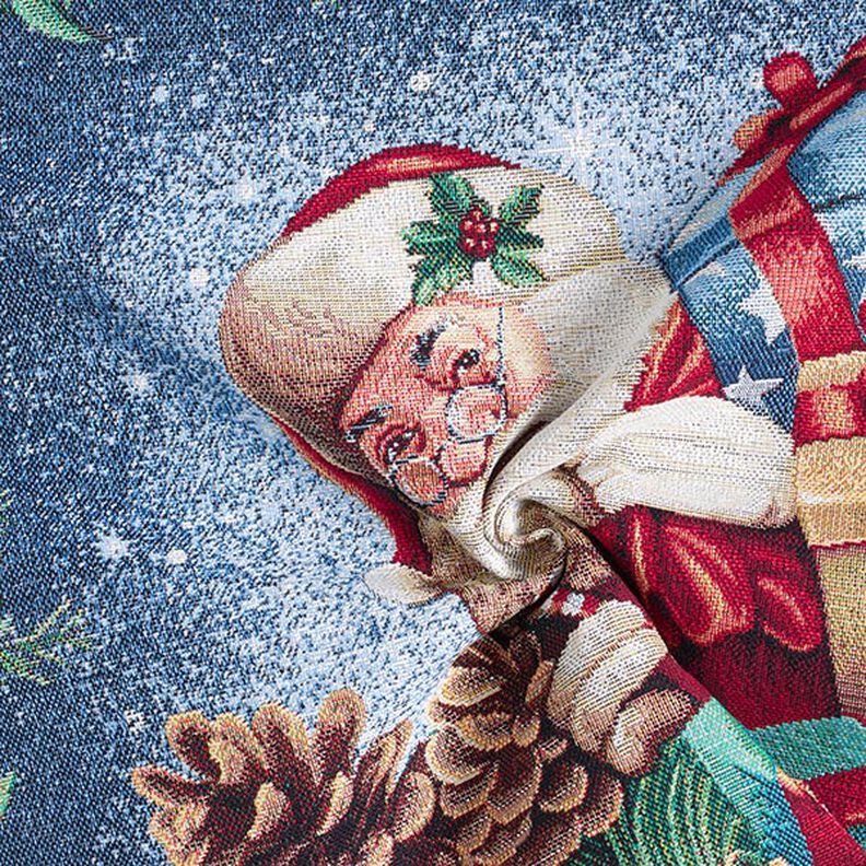 Panel Tapestry Fabric Lurex Christmas presents – blue/green,  image number 3