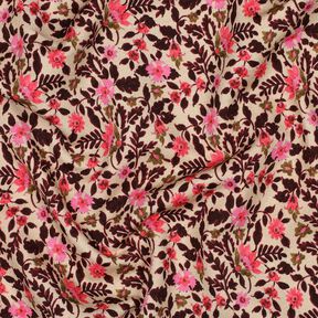 French Terry small flowers Digital Print – cashew/intense pink, 