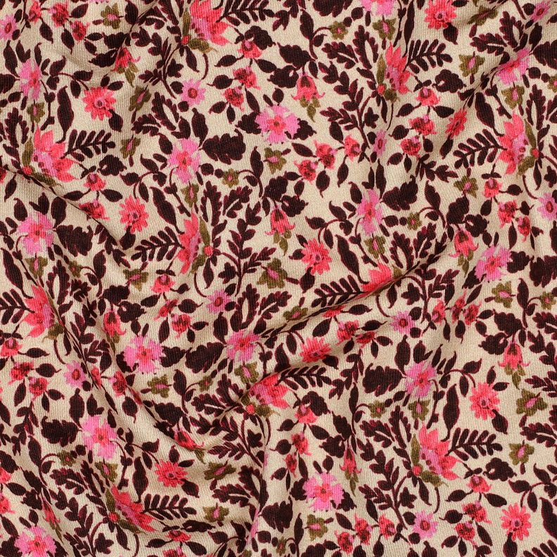 French Terry small flowers Digital Print – cashew/intense pink, image number 2