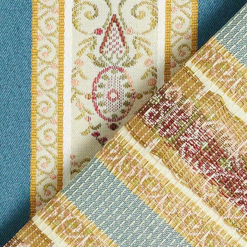 Biedermeier Stripes Jacquard Furnishing Fabric – cream/blue,  image number 3