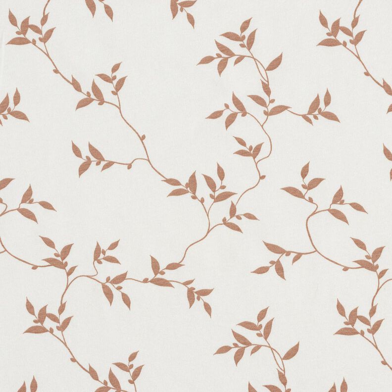 Cotton Jersey Leafy Vines – ivory/light brown, image number 1