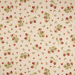 Decor Fabric Half Panama Strawberries – carmine/natural, 