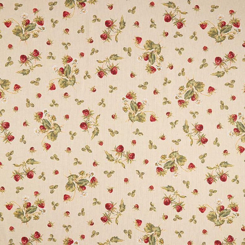 Decor Fabric Half Panama Strawberries – carmine/natural,  image number 1