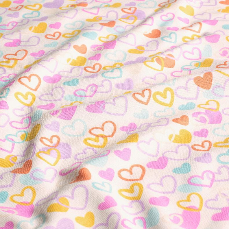 Cotton Jersey Pastel hearts – offwhite/pastel violet,  image number 2