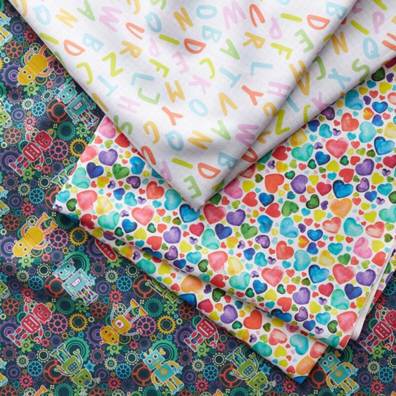 Cotton satin Colourful hearts,  image number 5