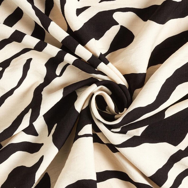 Viscose crepe zebra print – black/ivory,  image number 3