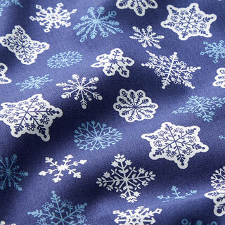 Cotton Poplin Snowflakes – indigo/white, 