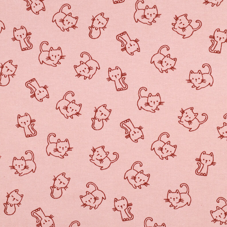 Cotton Flannel cats | by Poppy – light dusky pink/burgundy,  image number 1
