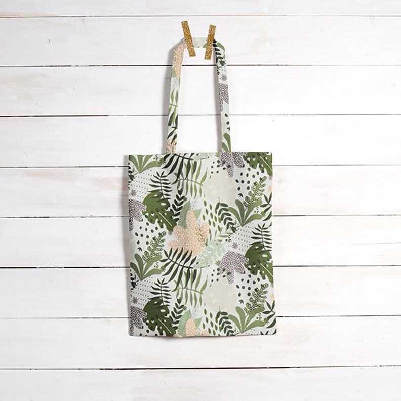 Cotton Cretonne Abstract Jungle Plants – white/green,  image number 7