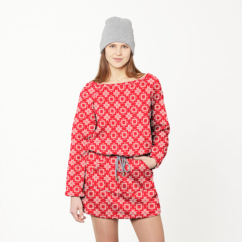 Norwegian Print Soft Sweatshirt Fabric – red/pink,  image number 6