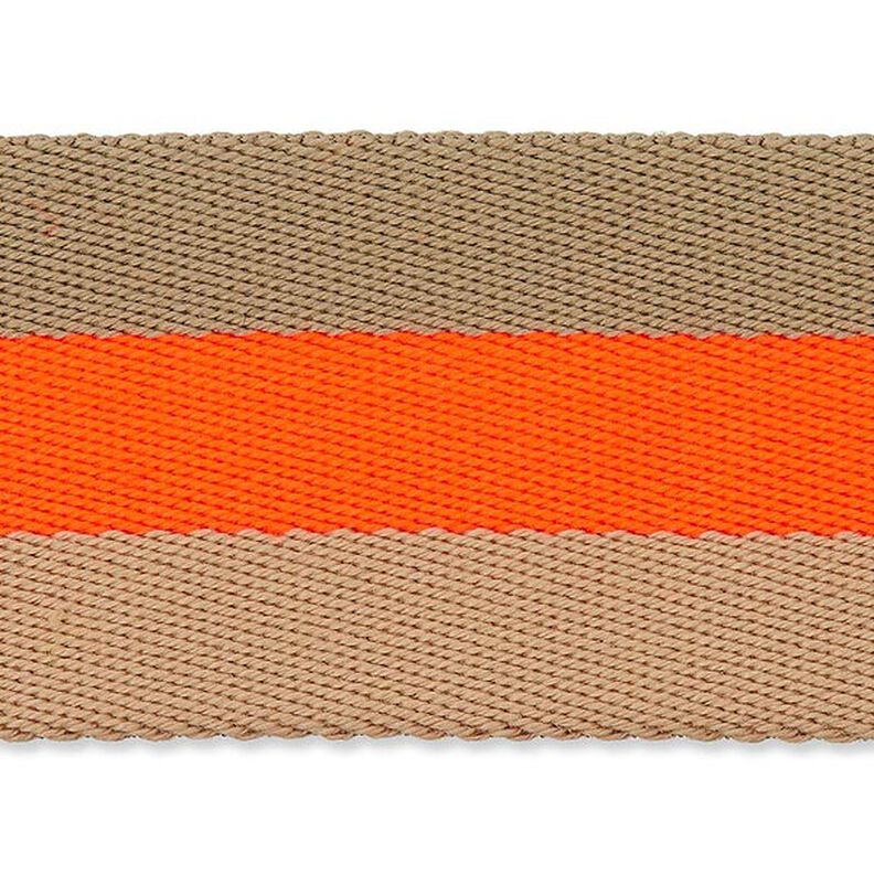 Neon Bag Strap Webbing [ 40 mm ] – neon orange/beige,  image number 1