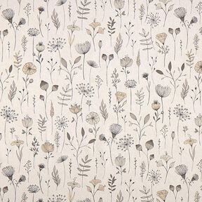 Decor Fabric Half Panama flower drawing – natural/dark brown, 
