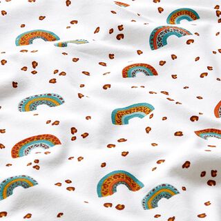 Cotton Jersey leopard print rainbow – white, 