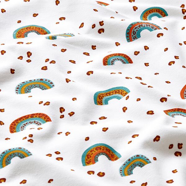 Cotton Jersey leopard print rainbow – white,  image number 2