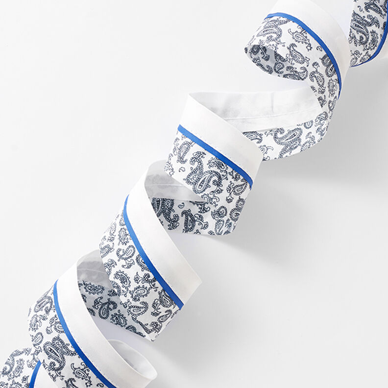 Paisley Trim [42 mm] – white/blue,  image number 1