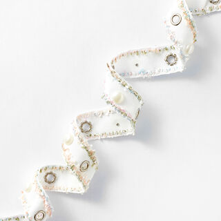 Webbing Eyelets and Beads Pastel [25 mm] – white/pink, 