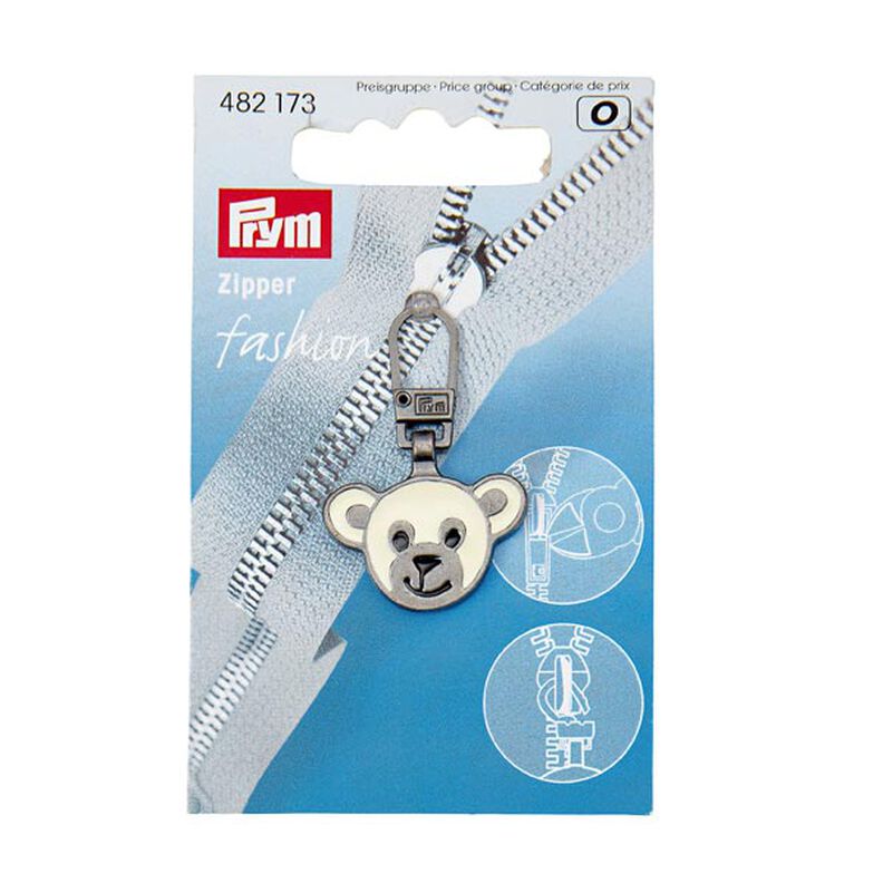 Bear fashion zip [ 38 x 25 mm ] | Prym – offwhite/silver,  image number 2