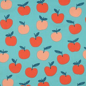 Cotton Poplin large apples | Poppy Fabrics – aqua blue/salmon, 