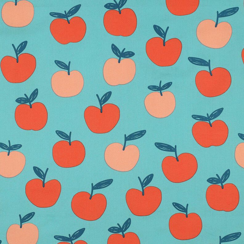 Cotton Poplin large apples | Poppy Fabrics – aqua blue/salmon, image number 1