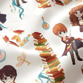 Cotton poplin licensed fabric Harry Potter book stack | Warner Bros. – white, 