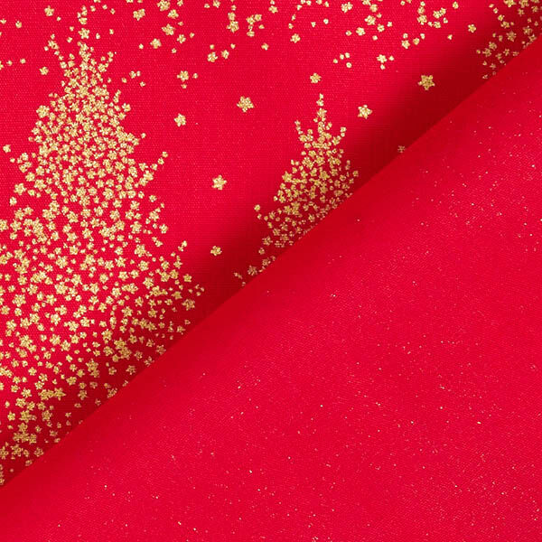 Cotton Poplin Gold Dust Fir Trees – red/gold, image number 4