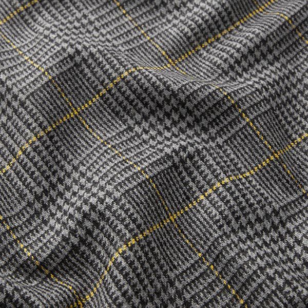 Glen Plaid Wool Fabric – dark grey/yellow,  image number 2