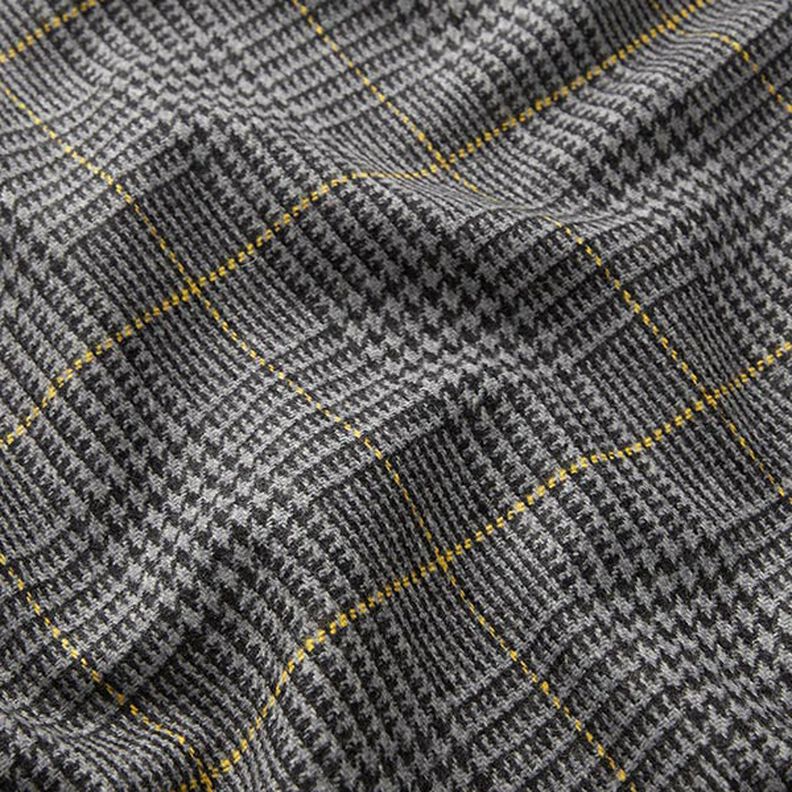 Glen Plaid Wool Fabric – dark grey/yellow,  image number 2