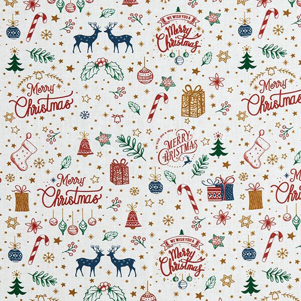 Decor Fabric Half Panama Merry Christmas – natural, image number 1