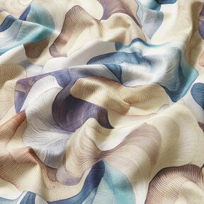 Decor Fabric Half Panama abstract plant – blue/copper, 