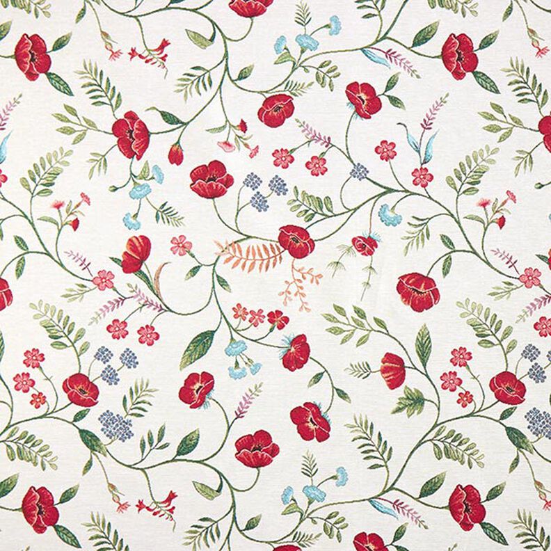 Decor Fabric Tapestry Fabric Poppies – offwhite/red,  image number 1