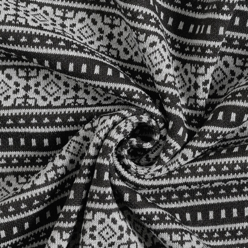Knitted jacquard Norwegian stripes – light grey/black,  image number 4