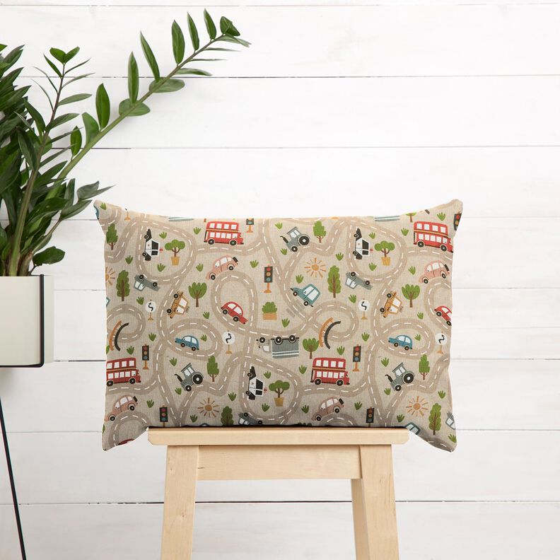 Decor Fabric Half Panama play street – natural/light olive | Remnant 50cm,  image number 6