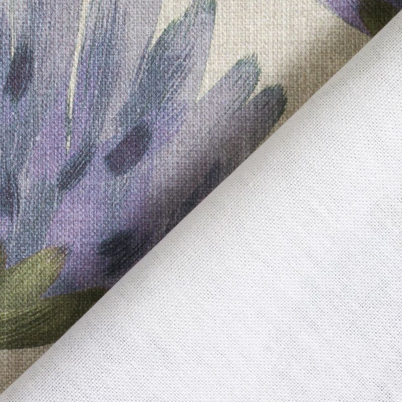 Decor Fabric Half Panama flowering clover – blue grey/light taupe,  image number 4