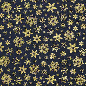 Cotton Poplin Snow Crystals – midnight blue/gold, 