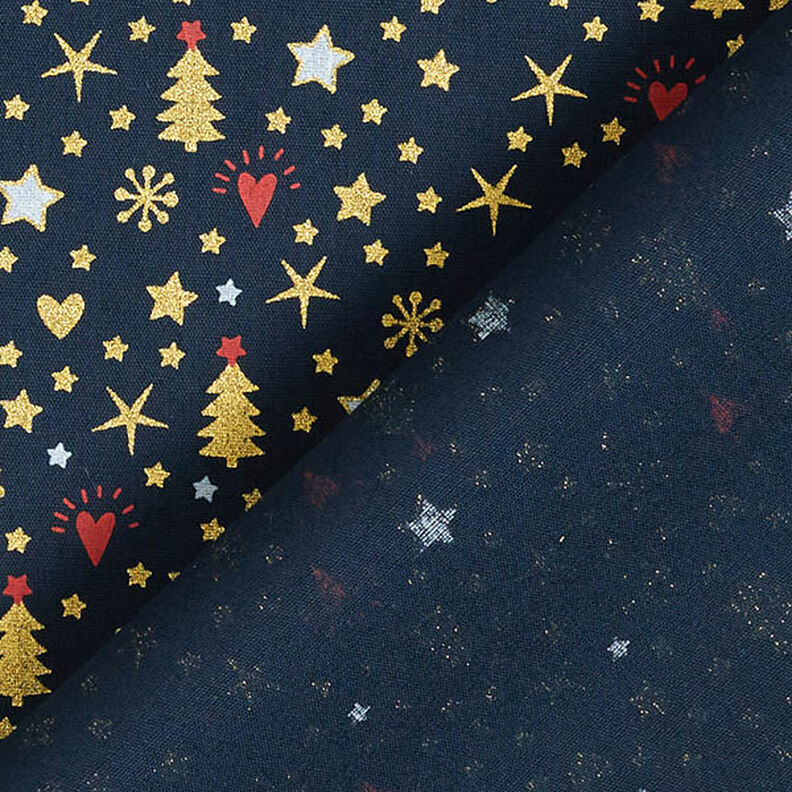 Cotton Poplin Hearts and Stars – midnight blue/gold,  image number 4