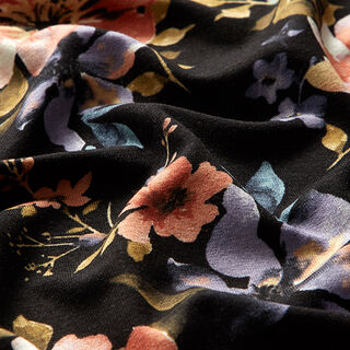 Viscose jersey lush autumn flowers – black, 