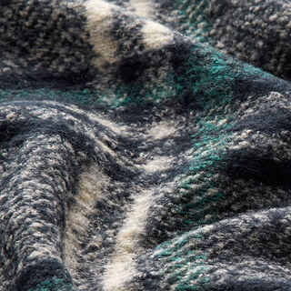 Large Check Wool Blend Knit Coating – midnight blue, 