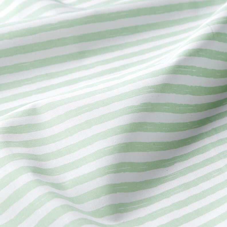 Cotton Cretonne casual stripes – pale mint/white, image number 2