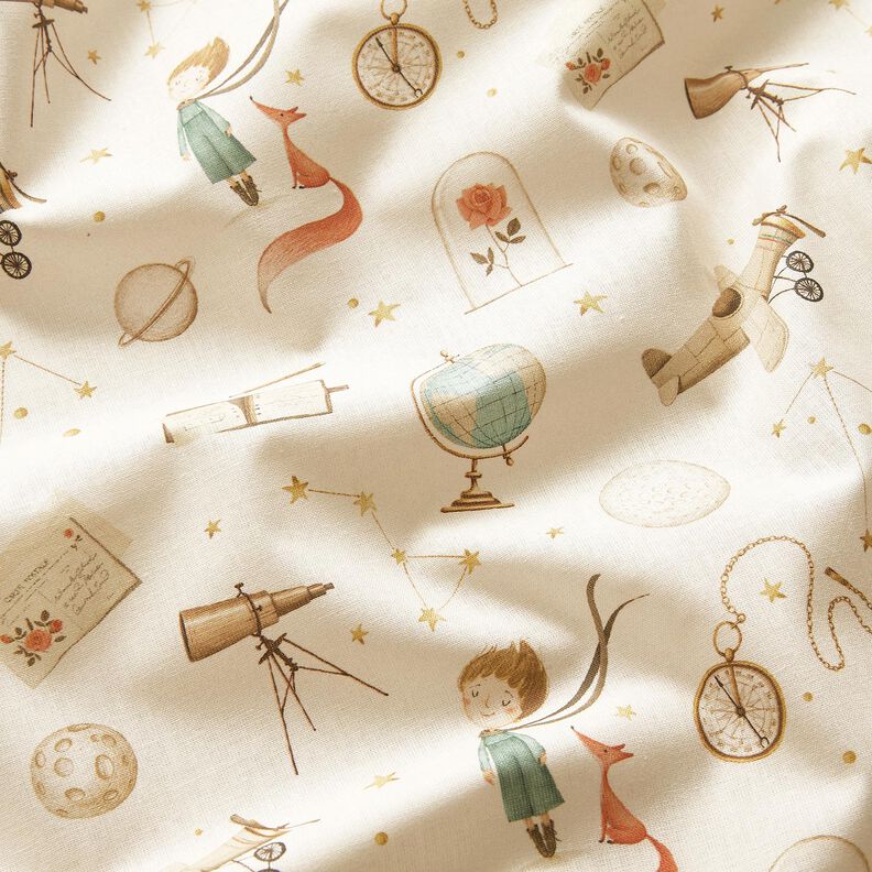 Cotton Poplin Space explorers Digital Print – beige,  image number 2