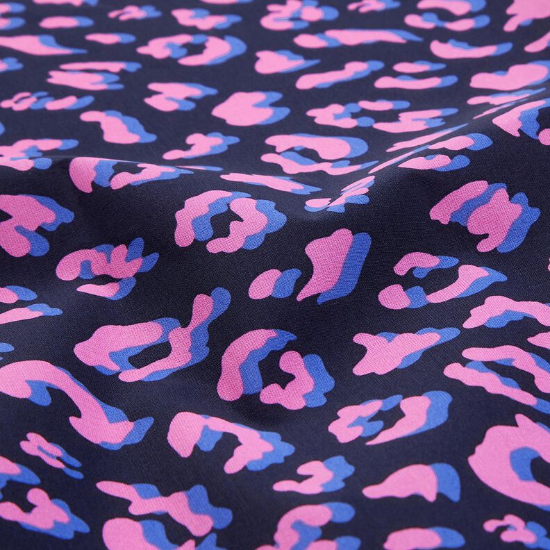 Coated Cotton abstract Leo | Poppy Fabrics – midnight blue/pink, image number 2