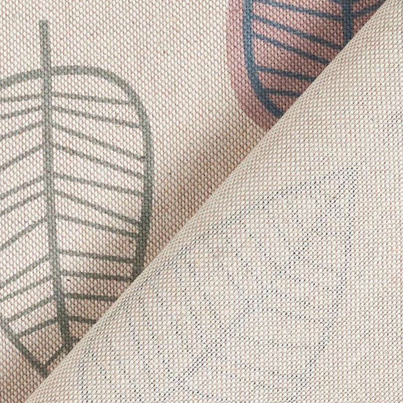 Decor Fabric Half Panama Retro Leaves – light dusky pink/natural,  image number 4