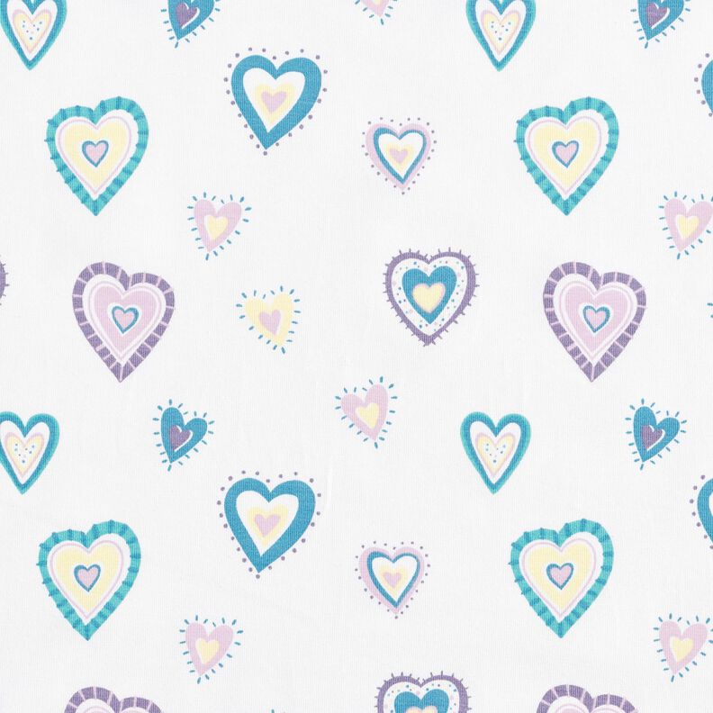 Cotton Jersey colourful hearts – ivory,  image number 1