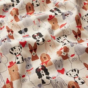 Decor Fabric Half Panama elegant dogs – natural/grey, 
