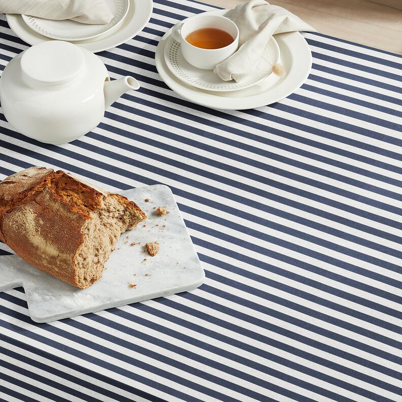 Cotton Cretonne maritime stripe – blue-black/light taupe, image number 6