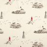 Decor Fabric Panama Lighthouses and seagulls – natural/chili,  thumbnail number 1