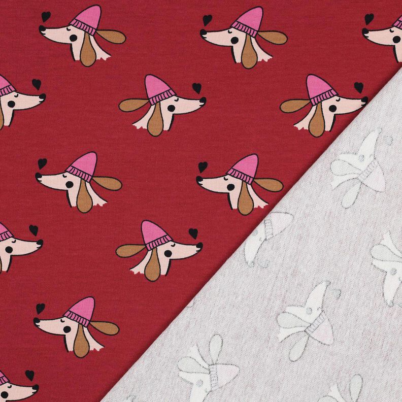 French Terry Dog with hat | Poppy Fabrics – dark red/pink, image number 3